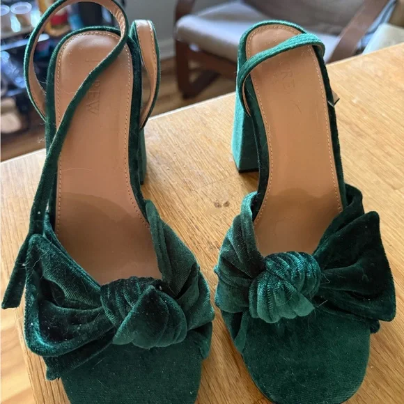 J. Crew Teal Velvet Women's Heels - Picture 3 of 6